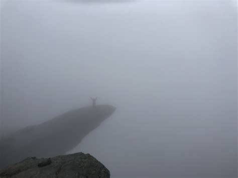 Free Picture Cliff Fog Person Silhouette Landscape Mist Nature