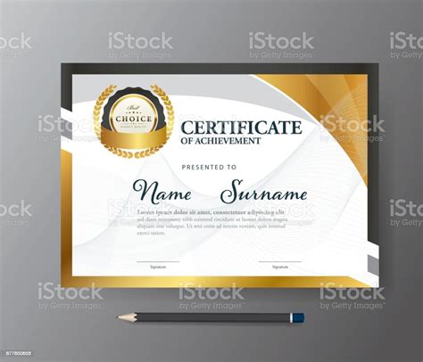 Modern Golden Certificate Templatea4 Size Diploma Vector Illustration