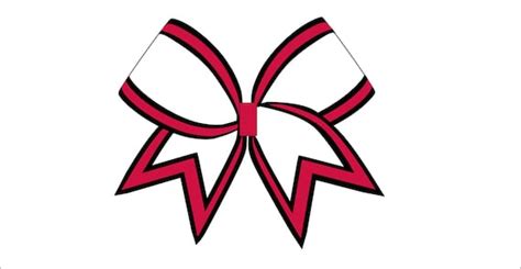 Red Black Outline Cheer Bow Template Digital File Only Red Etsy Canada
