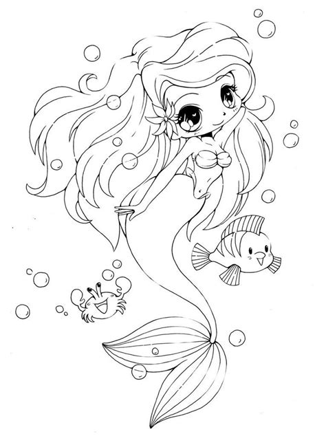 Free kawaii mermaids coloring pages