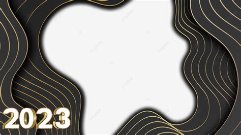 2023 Black Gold Business Border Happy New Year Curve Gold 2023 Black Gold Frame Png