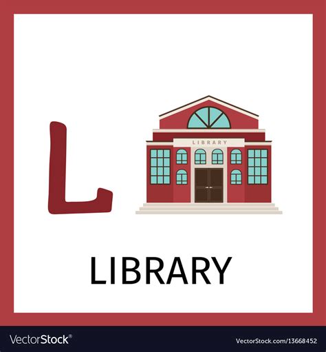 Alphabet Card With Library Building Royalty Free Vector