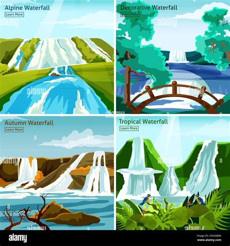 Waterfall Landscapes 2x2 Design Concept With Pictires Of Alpine North