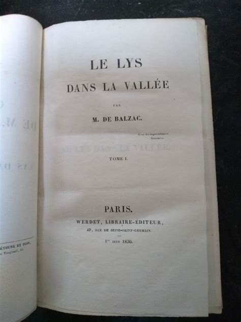 Honoré De Balzac Le Lys Dans La Vallée 1836 Catawiki