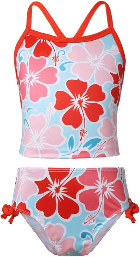 Tiaobug Chicas Niñas Bikini De Baño Dos Pieza Traje De Baño Floral Mono