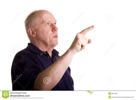 Older Guy Looking And Pointing Up And Right Royalty Free Stock Photo