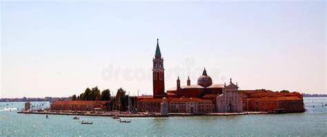 San Giorgio Maggiore Church And Gondolas In Venice Italy During Blue