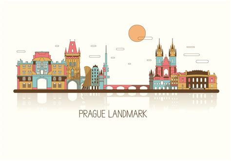 Prague Colorful Skyline Vector 142280 Vector Art At Vecteezy