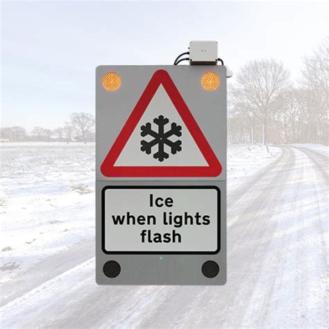 Ice Warning Signs With Led Corner Flashers Twm Traffic