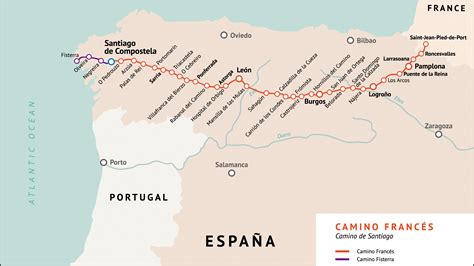 Mapa Del Camino Francés Camino De Santiago Camino De Santiago
