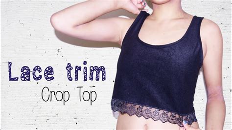 In making the mesh crop top, you need a mesh fabric, black thread, needles, and pattern paper. DIY Lace/ Pompom Trim Crop Top - YouTube