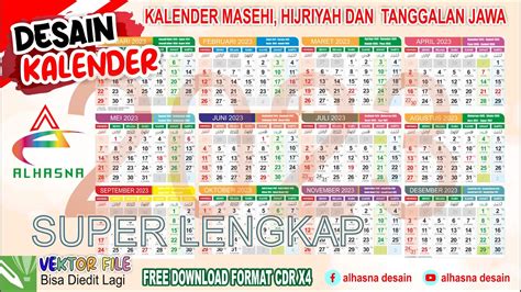 Desain Template Master Kalender 2023 Lengkap Hijriyah Dan Jawa Format