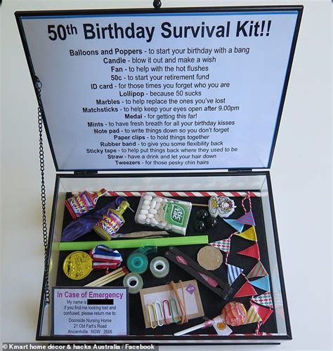 Woman Ts Her Friend A Survival Kit For Her 50th Birthday