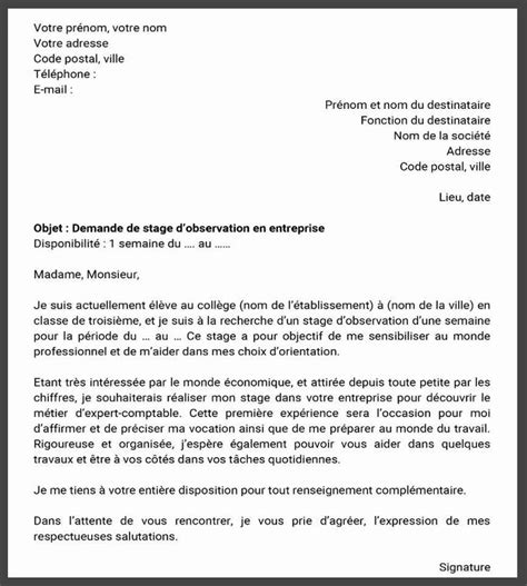 Exemple De Lettre De Demande De Stage Pdf