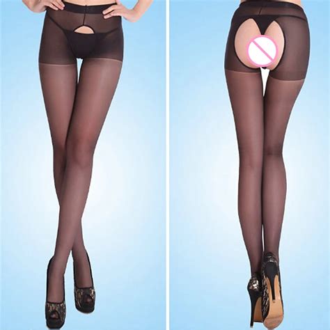 2017 women summer silk stockings thin thigh high elastic pantyhose crotchless in tights from