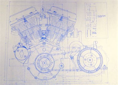Harley Davidson 74 Ci Engine 2 Sheets Blueprint By Blueprintplace