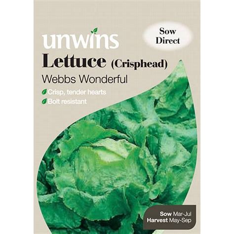 Unwins Lettuce Webbs Wonderful Seeds 1000 Seeds Approx