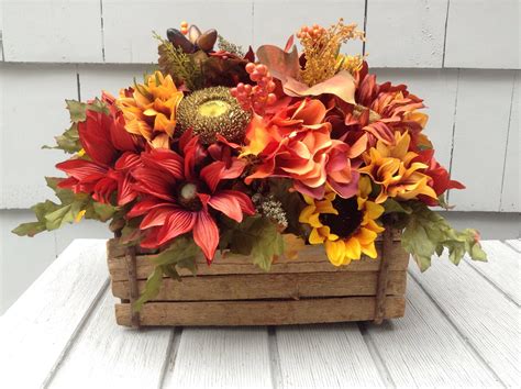 Rustic Thanksgiving Floral Arrangement Fall Color Sunflowers Daisies Hydrangea Autumn Floral