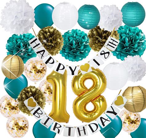 Buy Furuix Teal Gold Th Birthday Party Decorations Gold Confetti