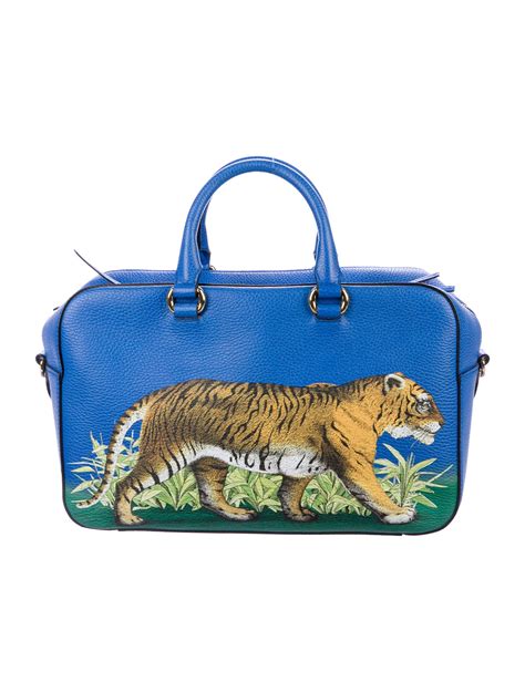 Gucci Sylvie Tiger Print Camera Bag Blue Shoulder Bags Handbags
