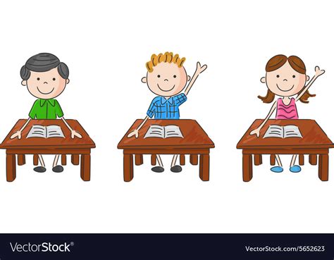 School Kids Sitting On Table Royalty Free Vector Image