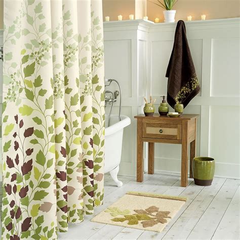Tulip Tree Green Leaves Shower Curtainflowerplants For Bathroom
