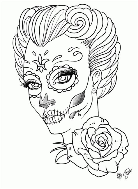 Coloring Pages Coloring Pages For Adult Tattoo Sugar Skull Coloring Home