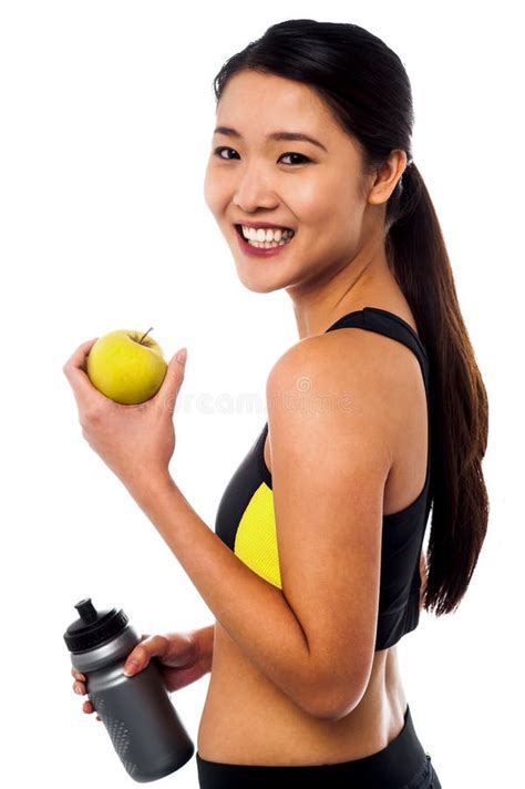 Eat Healthy Stay Fit Smiling Chinese Girl Stock Photo Image Of Health Healthy