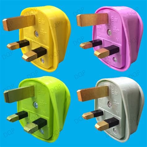 Uk 3 pin switch 250v 13a ac power plug with switch male electrical socket fused connect cord overload protection adapter. Coloured 13A UK Flat 3 Pin Mains Plug 13 Amp BS1363 CE ...