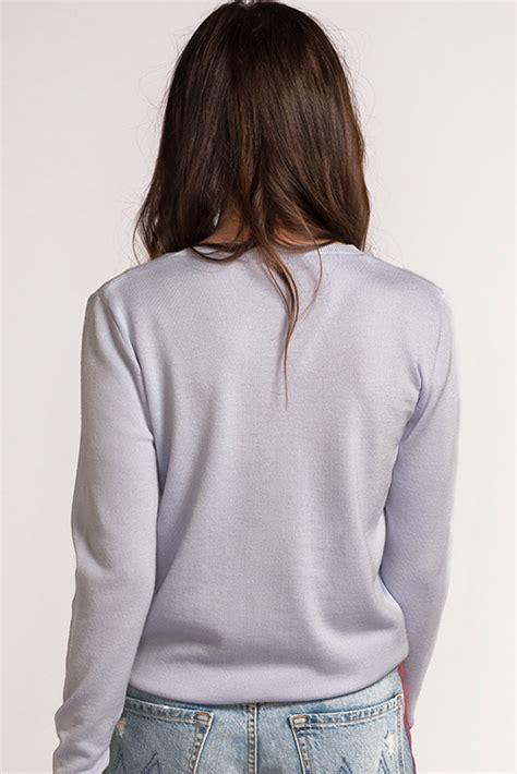 Scoop Neck Sweater “mother Of Pearl” Amiamalia Luxury Knitwear