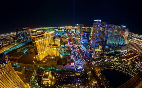 Cities Las Vegas At Night Hotels Night Lights Road Horizon Usa Desktop