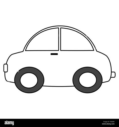 Black And White Cartoon Car Vector Illustration For Coloring Art Stock
