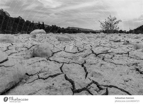 Dried Up River Bottom In Black And White A Royalty Free Stock Photo