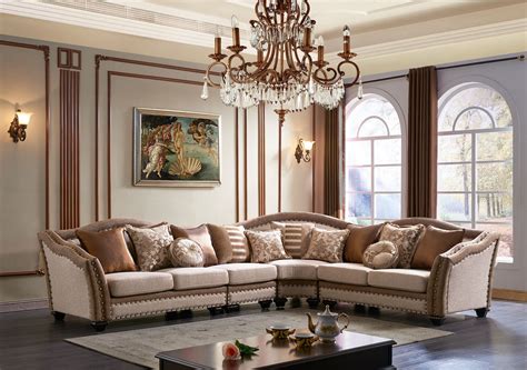 Chateau Formal Traditional Living Room Furniture Sectional Sofa Neutral