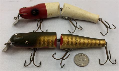Lot Vintage Lot Of 2 Lucky Strike Jointed Pikie Wooden Fishing Lures