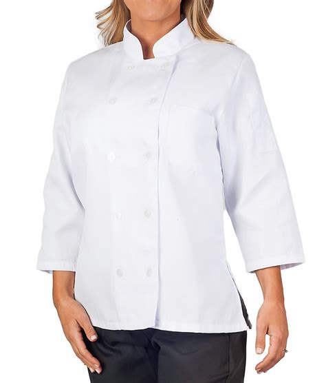 Buy Kng 34 Sleeve White Chef Coat For Women Ladies Fitted Chefs