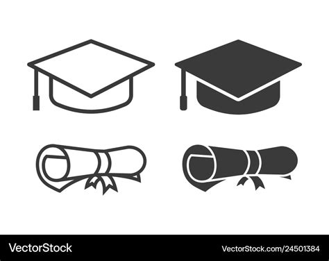 Graduation Cap And Diploma Icons Royalty Free Vector Image
