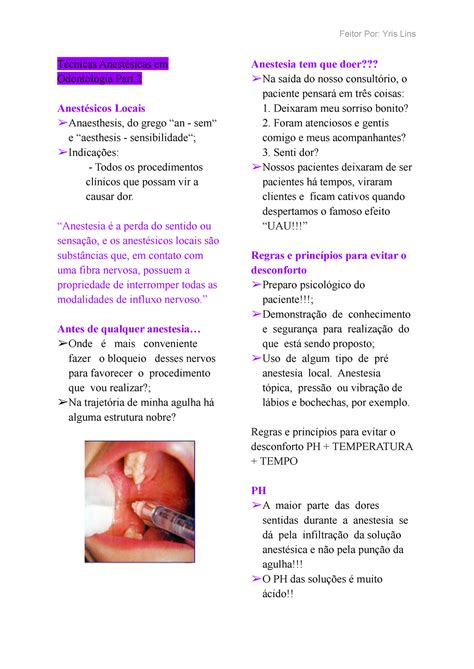 Anestesiologia Part2 Técnicas Anestésicas em Odontologia Part