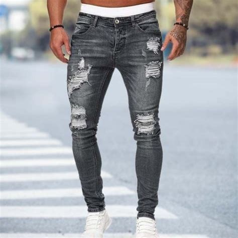 Fashion Black Skinny Jeans Men Ripped Jeans Male New Casual Hole Explosive Jeans Jumia Nigeria