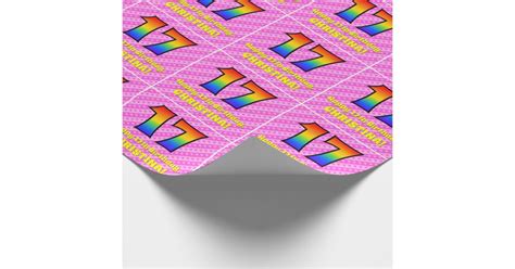 17th Birthday Pink Stripes And Hearts Rainbow 17 Wrapping Paper Zazzle
