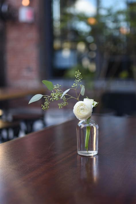 Mini Beautiful Bud Vase Arrangement White Ranunculus With Eucalyptus