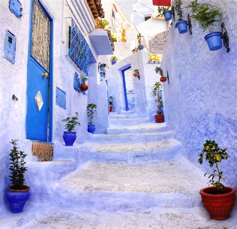 Street In The Blue City Chefchaouen Morocco Stock Photo Image Of