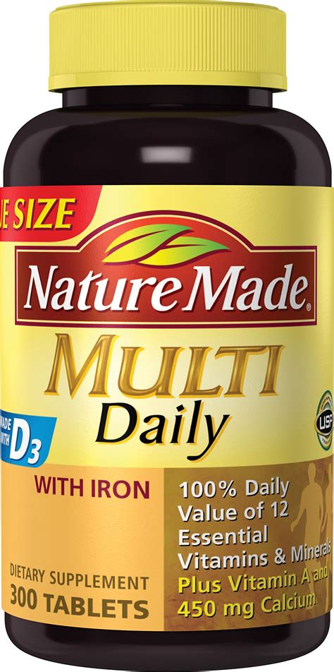 Nature Made Multi Daily With Iron And Calcium Value Size 300 Tablets