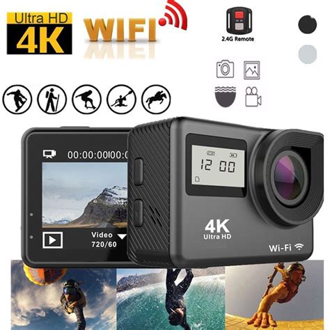 4k Action Camera Wifi Dual Screen Ultra Hd 30m Waterproof Dv Sports 170