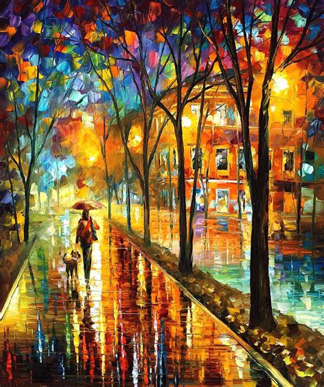 Stroll With My Best Friend Palette Knife Oil Painting On Canvas By