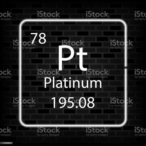Simbol Neon Platinum Unsur Kimia Dari Tabel Periodik Ilustrasi Vektor