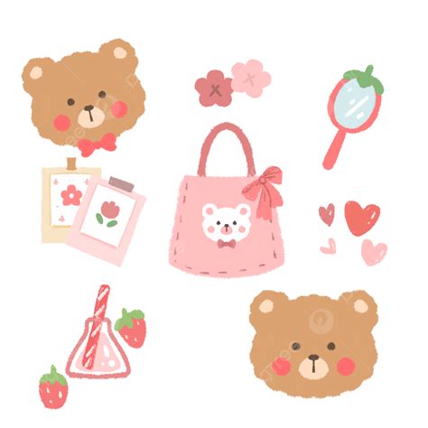 Korean Bear Pink Hand Drawn Stickers Free Printable Korean Bear