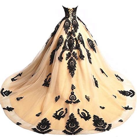 Kivary Long Ball Gown Black Lace Gothic Corset Formal Prom Evening