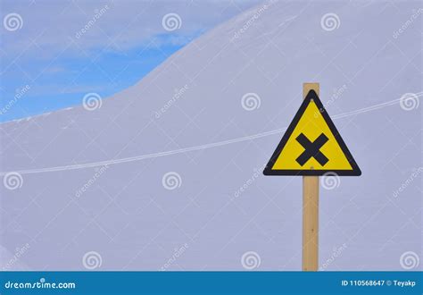 Warning Sign On Ski Slope Stock Image Image Of Icon 110568647