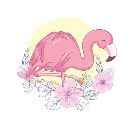 Cute Flamingo With Sunglasses Glasses Pineapple Vector Illustration